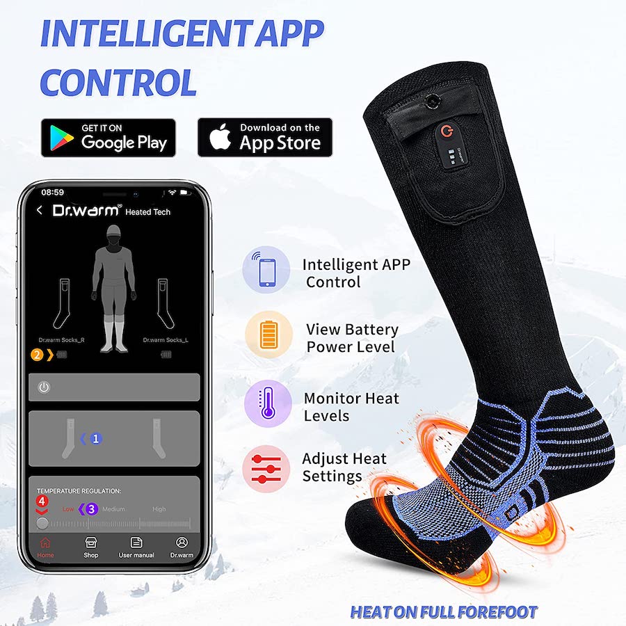 Електрически чорапи с отопление - управление чрез мобилно приложение за смартфон