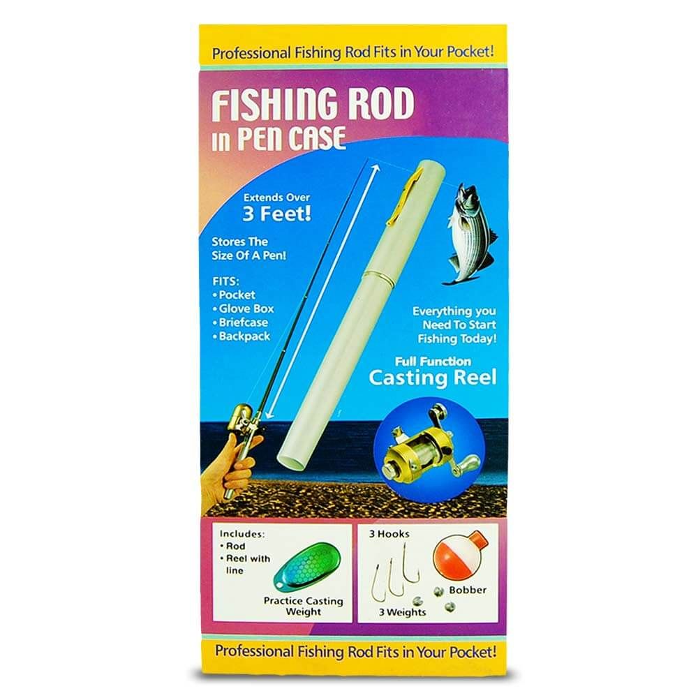 Мини пенка въдица за риболов с макара в писалка - телескопична до 1 метър