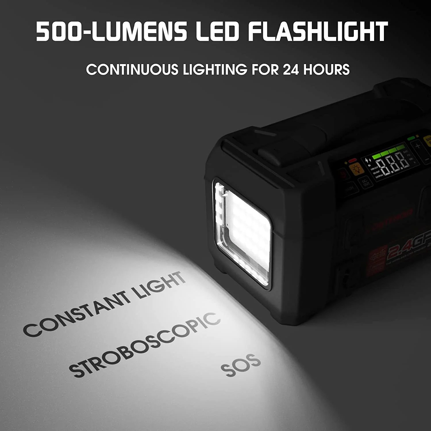 стартер за кола 500 лумена LED фенер + компресор и power bank