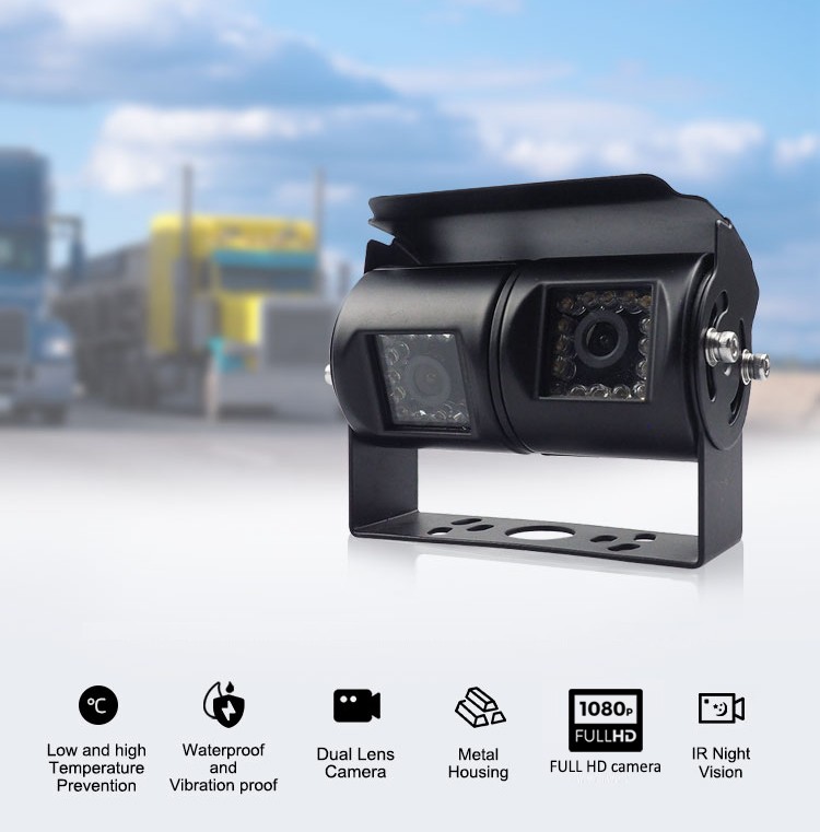 Висококачествена двойна камера за транспорт, товари или работни машини