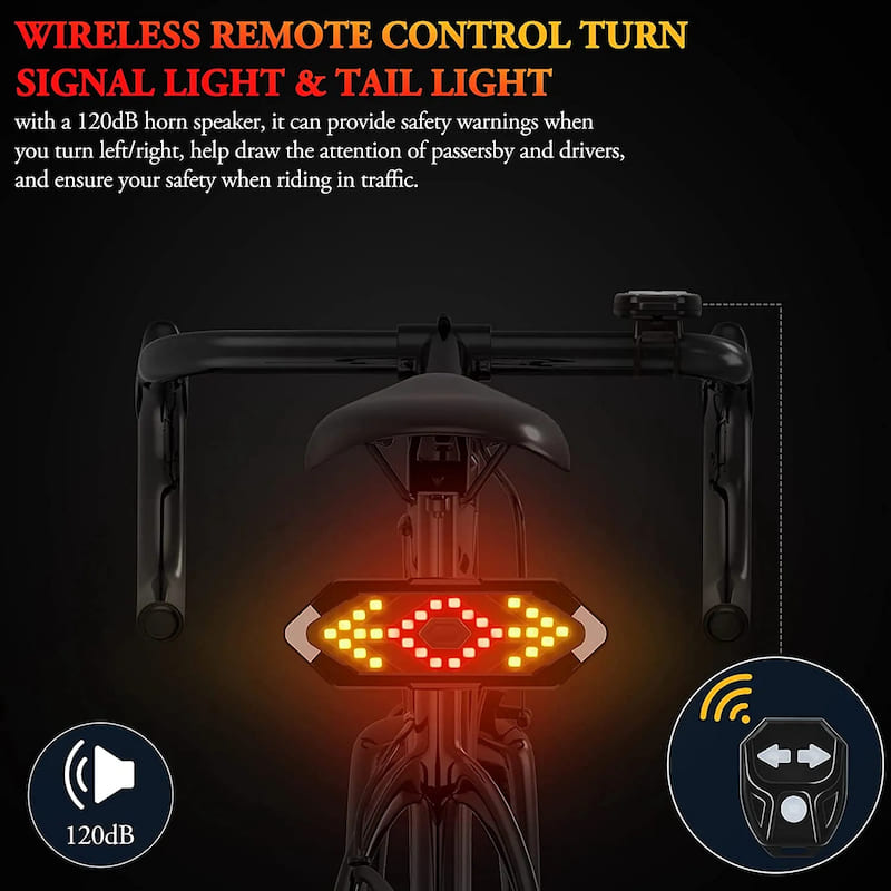 задна светлина за велосипед с мигачи за задна светлина за велосипед безжична с контролер