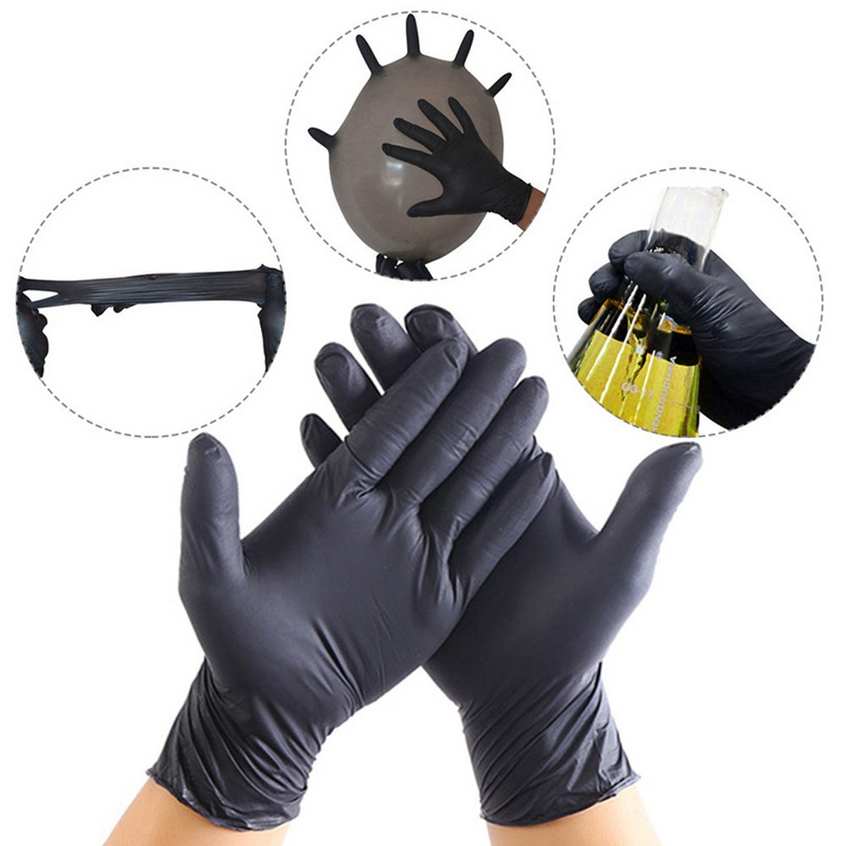 гумени ръкавици нитрилни защитни черни