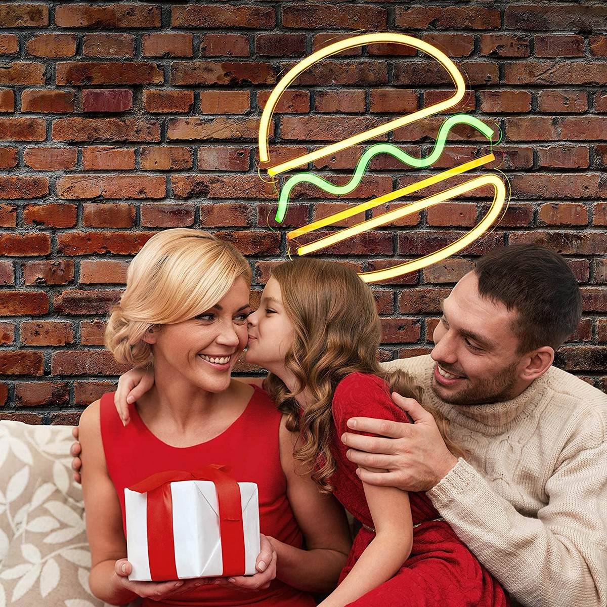 светещо неоново лого за хамбургер