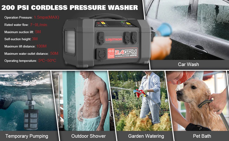 стартер + батерия акумулаторна машина за миене под налягане за автомобили