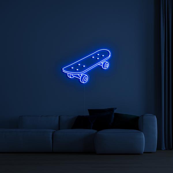 3D светеща LED неонова табела на стена - скейтборд