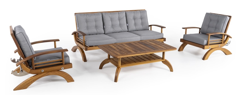 ратанов градински диван - градински дървен комплект за сядане
