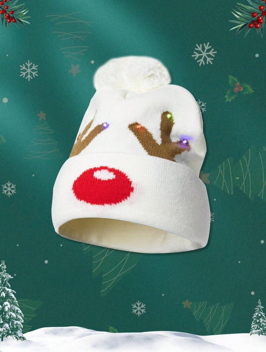 шапка Коледни еленски рога - шапка за зимни светещи, Рудолф