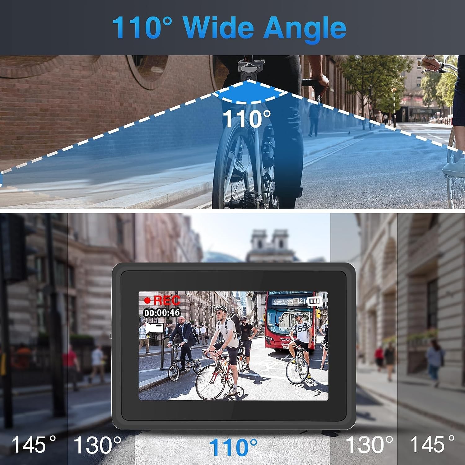 камера за велосипед ъгъл на виждане 110 градуса + монитор