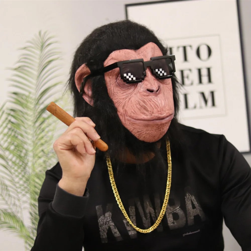 маска на шимпанзе лице на маймуна силиконова латексова маска за глава