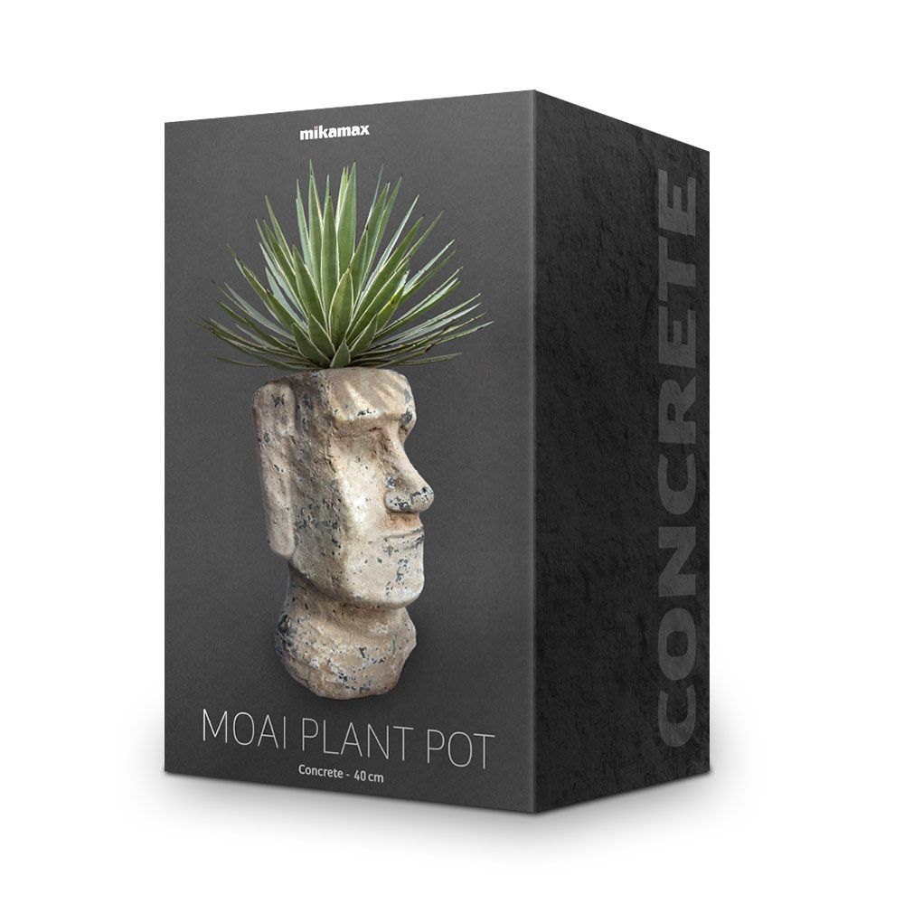Саксия за цветя във формата на глава моаи от каменен бетон
