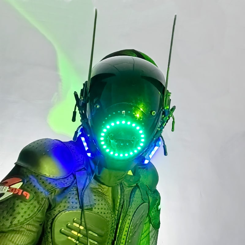 Светеща LED киберпънк маска шлем за глава