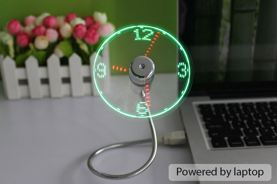 USB вентилатор с LED часовник