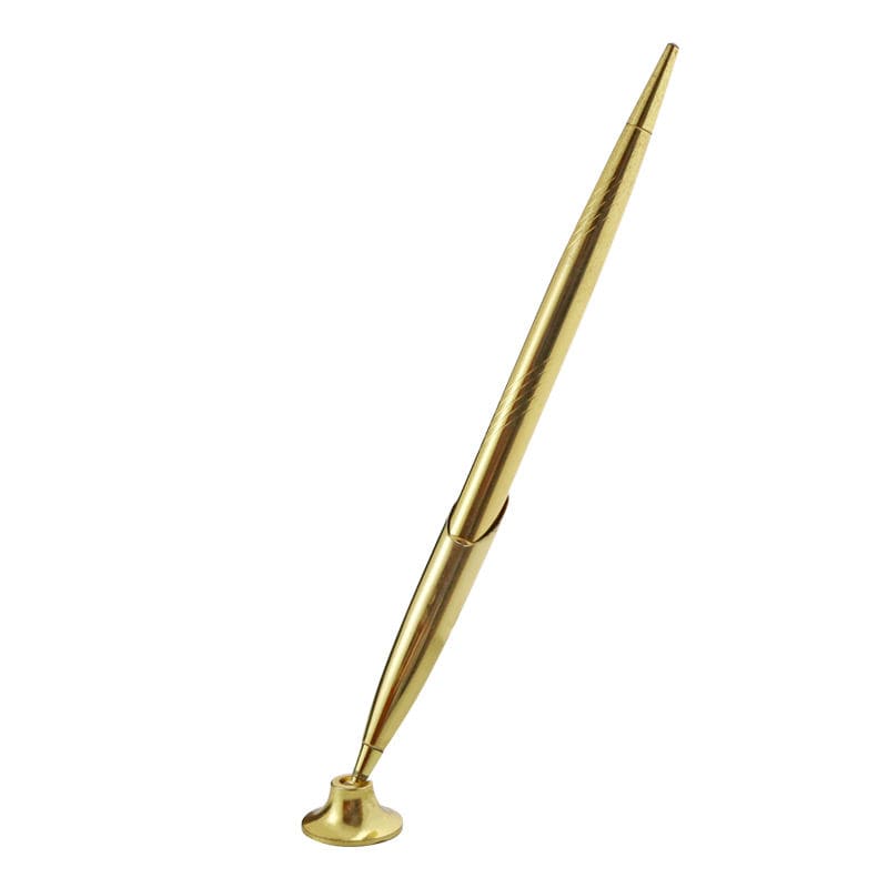 елегантна златна химикалка със стойка