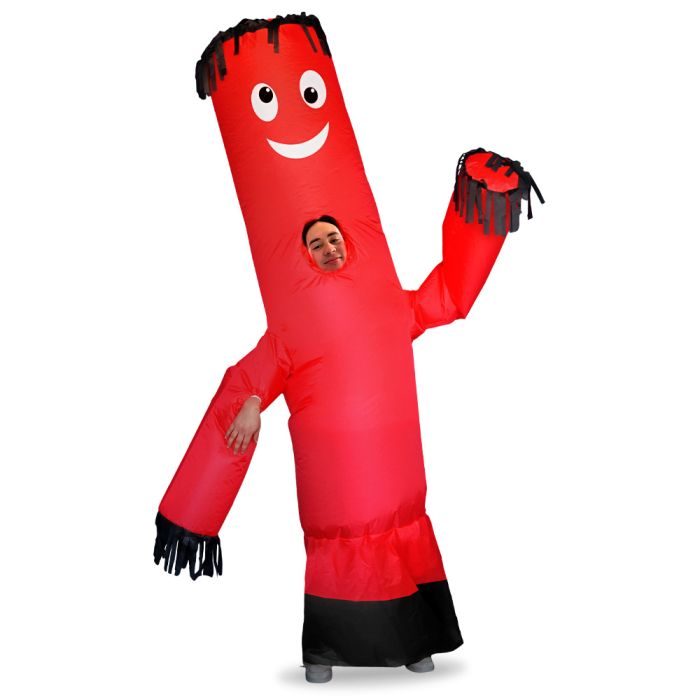 Надуваем мъжки костюм червен с вентилатор