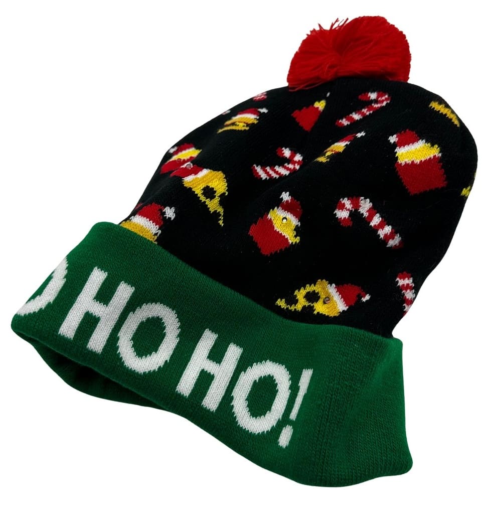 Коледна LED шапка свети зимна топлина плетена