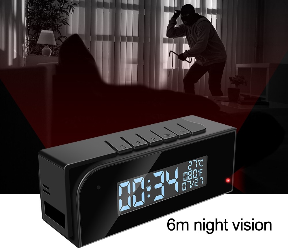 шпионска камера с будилник за нощно виждане