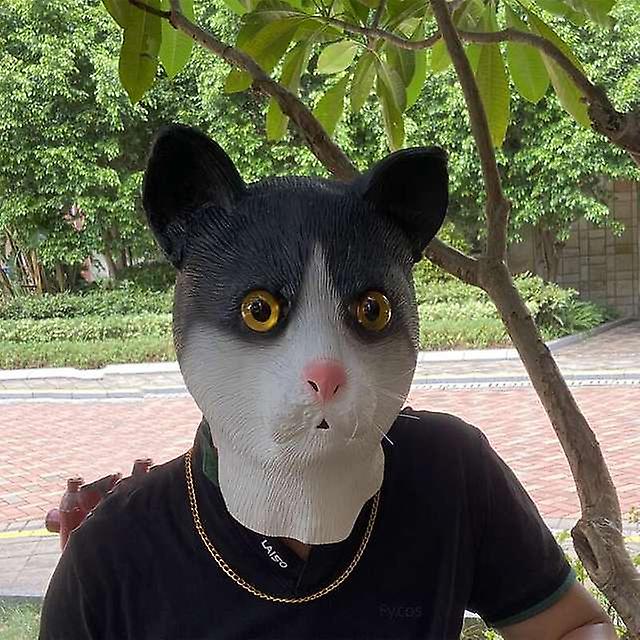 маска за лице - черна котка глава силиконова латекс маска