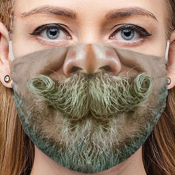 3d маска с печат на мустаци и брада