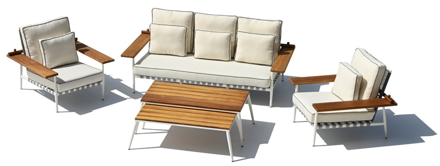 Външна градинска седалка с изключителен дизайн с дървен алуминий с голяма маса