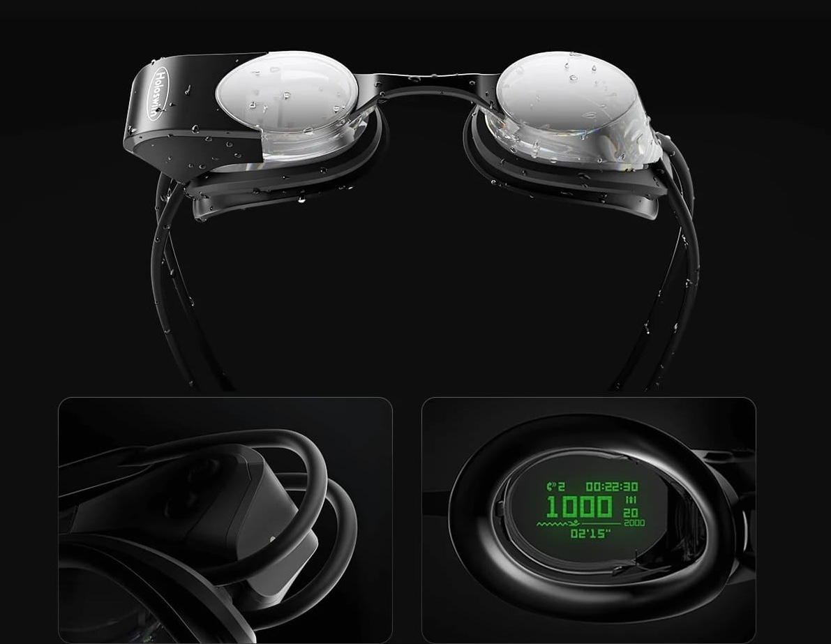 смарт плувни очила за плуване виртуална реалност с дисплей