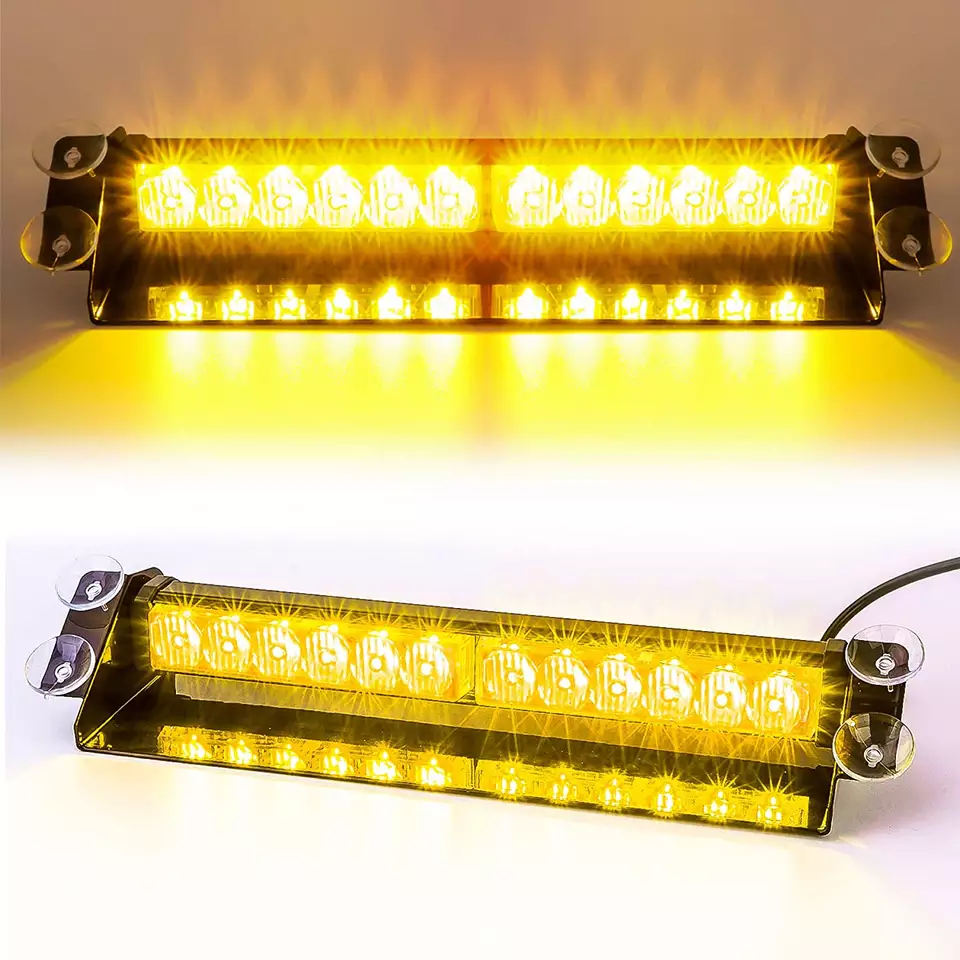 Предупредителни LED светлини стробоскоп за кола 24 светодиода бяло жълт цвят