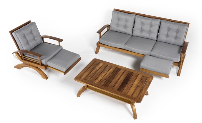 Дървен градински комплект модерни мебели за тераса