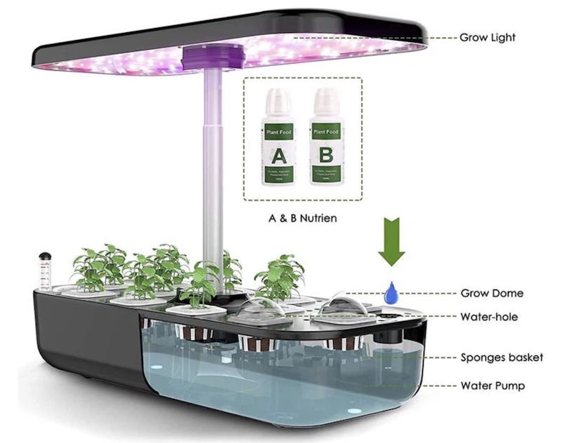 LED GROW лампа (хидропоника) за отглеждане на растения - Комплект с 12 капсули