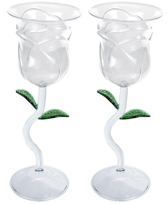 комплект чаши за вино във формата на роза
