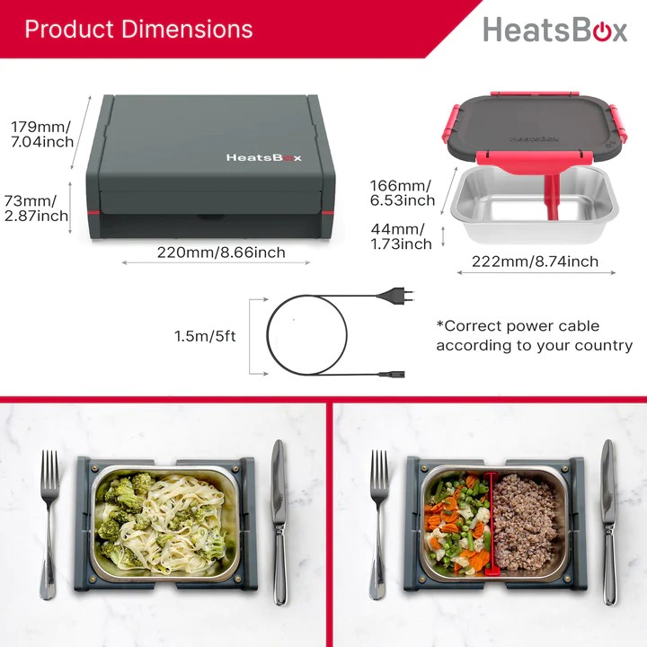 кутия за обяд за храна с електрическо нагряване за храна heatsbox pro