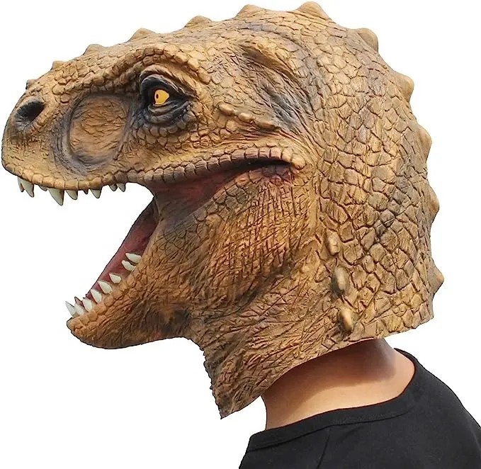 Маска за Хелоуин силиконова маска за глава на динозавър t rex динозавър