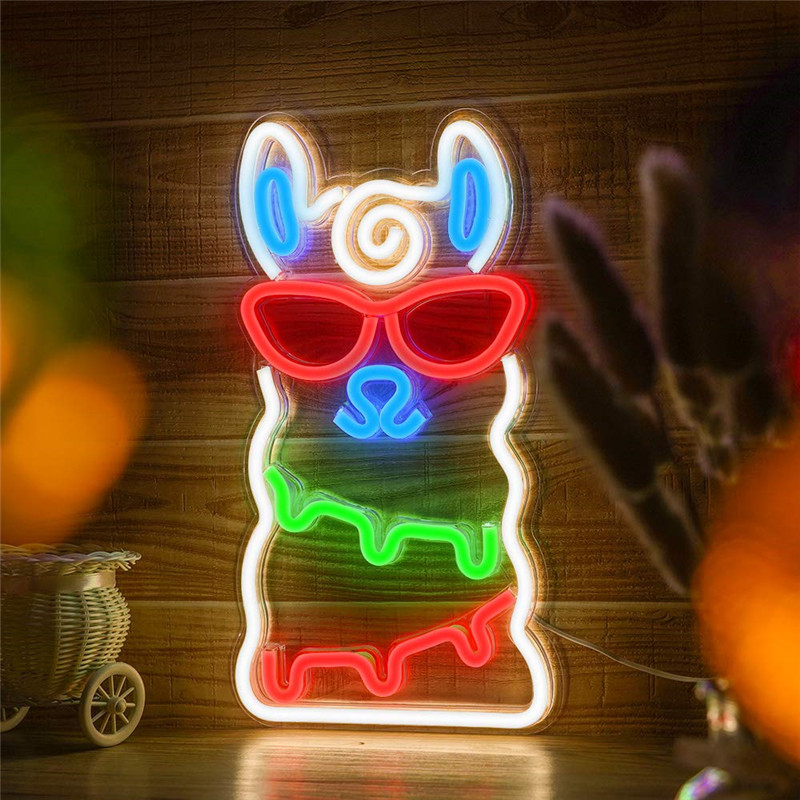 неоново лого осветление на лама на стената
