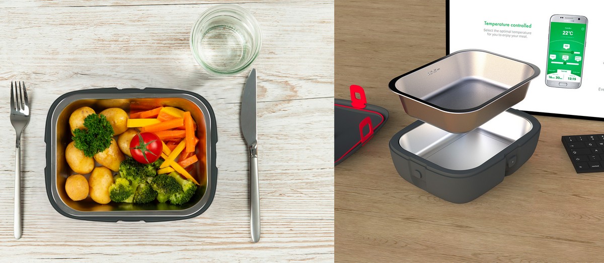 Термична кутия за подгряване на храна с връзка чрез bluetooth към мобилен телефон